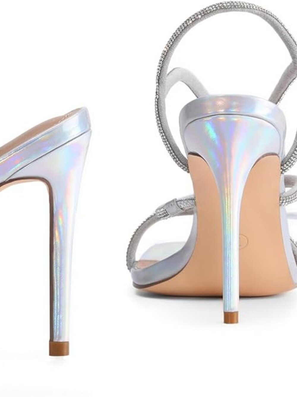 Silver High Heels Stilettos Strappy Gladiator Sexy Square Toe Dressy Sandals - Picture 5 of 6